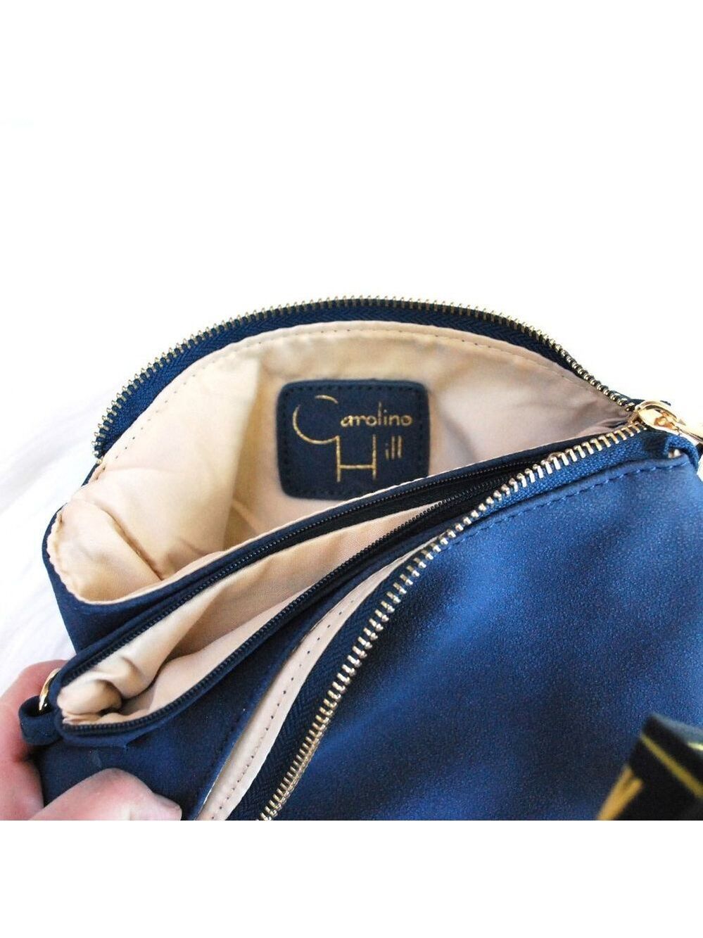 Caroline Hill Liz Wristlet Crossbody Navy Wallet 5 Pocket Adjustable Vegan - Picture 2 of 3